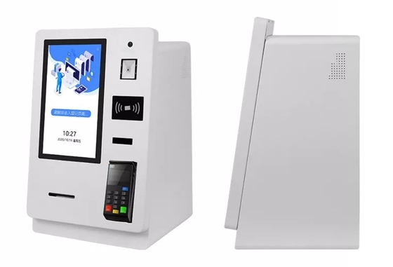 15.6 इंच स्वचालित स्मार्ट होटल चेक इन कियोस्क कार्ड डिस्पेंसर पासपोर्ट स्कैनर के साथ
