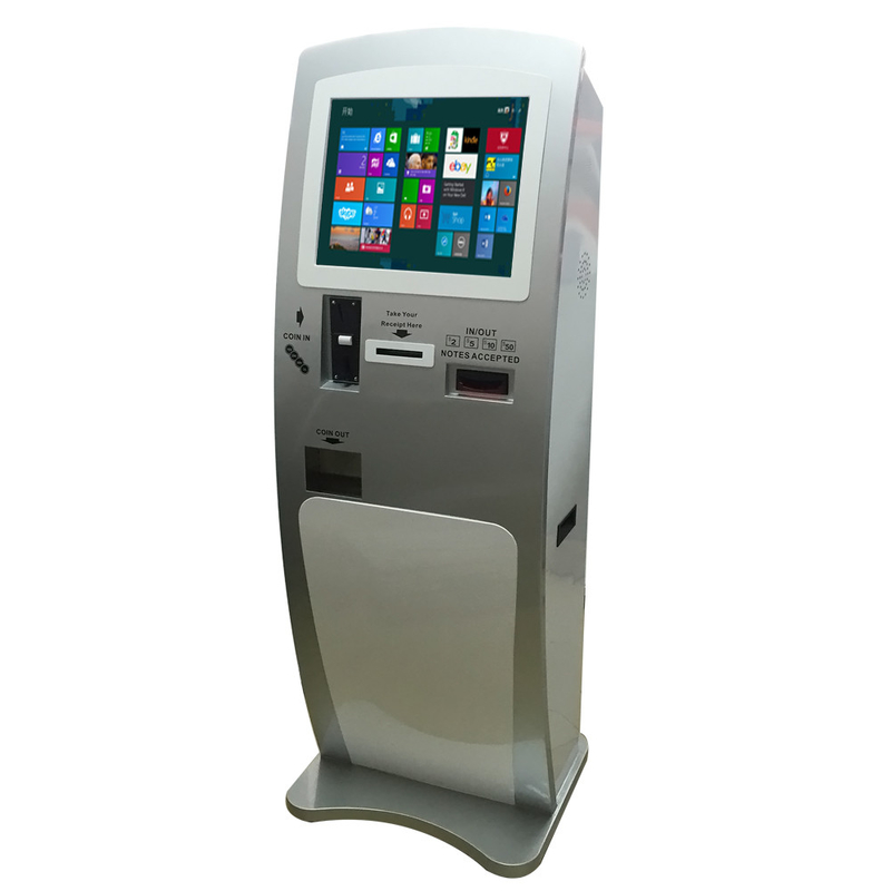 19 इंच स्वयं सेवा कियोस्क भुगतान मशीन सिक्के टर्मिनल में और बाहर: